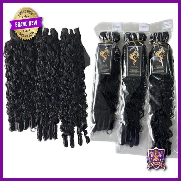 100% Human Hair Extensions 3c4a Water Wave Spiral Curly Ends Quick Weave main image 5